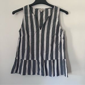 Grey & White Stripe Loft Sleeveless Shirt - Size M
